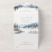 Winter Snow Mountain Lake Landschap Wedding All In One Uitnodiging (Buitenkant)