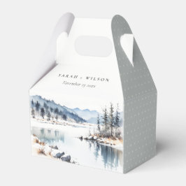Winter Snow Mountain Lake Landschap Wedding Bedankdoosjes