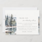 Winter Snow Mountain Lake Landschap Wedding Bedankkaart (Voorkant)