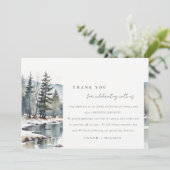 Winter Snow Mountain Lake Landschap Wedding Bedankkaart (Staand voorkant)