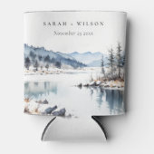 Winter Snow Mountain Lake Landschap Wedding Blikjeskoeler (Voorkant)