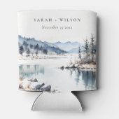 Winter Snow Mountain Lake Landschap Wedding Blikjeskoeler (Achterkant)