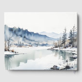 Winter Snow Mountain Lake Landschap Wedding Gastenboek (Achterkant)