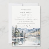 Winter Snow Mountain Lake Landschap Wedding Kaart (Voorkant)