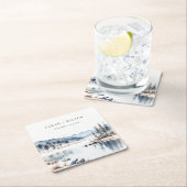 Winter Snow Mountain Lake Landschap Wedding Kartonnen Onderzetters (Insitu)