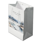 Winter Snow Mountain Lake Landschap Wedding Medium Cadeauzakje (Voorkant Gekanteld)