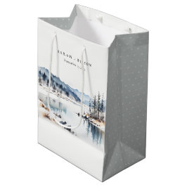 Winter Snow Mountain Lake Landschap Wedding Medium Cadeauzakje