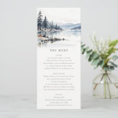 Winter Snow Mountain Lake Landschap Wedding Menu Kaart (Staand voorkant)
