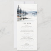 Winter Snow Mountain Lake Landschap Wedding Menu Kaart (Voorkant)