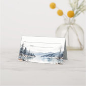 Winter Snow Mountain Lake Landschap Wedding Plaatskaartje (Achterkant)