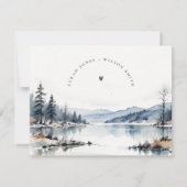 Winter Snow Mountain Lake Landschap Wedding RSVP Kaartje (Achterkant)