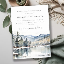 Winter Snow Mountain Lake Wedding Jubileum Kaart