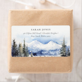 Winter Snow Mountain Ski Landschap Adres Etiket