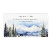 Winter Snow Mountain Ski Landschap Adres Etiket (Voorkant)