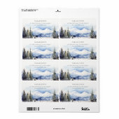 Winter Snow Mountain Ski Landschap Adres Etiket (Full Sheet)