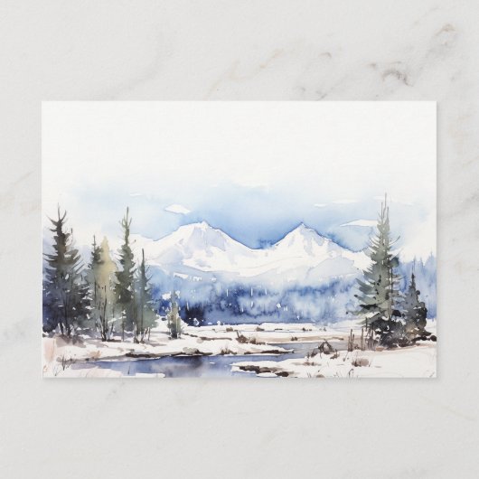 Winter Snow Mountain Ski Landschap Trouwdetail Informatiekaartje (Achterkant)