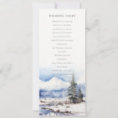 Winter Snow Mountain Ski Landschap Trouwprogramma Kaart (Achterkant)