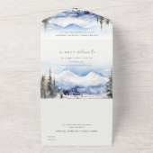 Winter Snow Mountain Ski Landschap Wedding All In One Uitnodiging (Buitenkant)