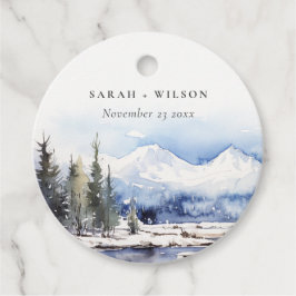 Winter Snow Mountain Ski Landschap Wedding Bedankjes Labels