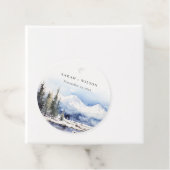 Winter Snow Mountain Ski Landschap Wedding Bedankjes Labels (In situ)