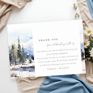 Winter Snow Mountain Ski Landschap Wedding Bedankkaart