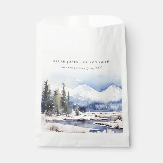 Winter Snow Mountain Ski Landschap Wedding Bedankzakje (Voorkant)