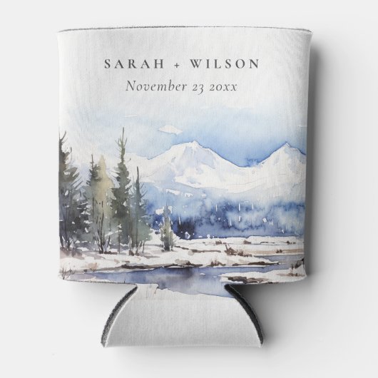 Winter Snow Mountain Ski Landschap Wedding Blikjeskoeler (Voorkant)