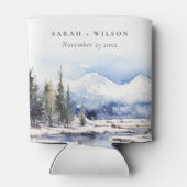 Winter Snow Mountain Ski Landschap Wedding Blikjeskoeler (Achterkant)