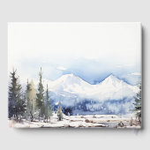 Winter Snow Mountain Ski Landschap Wedding Gastenboek (Achterkant)