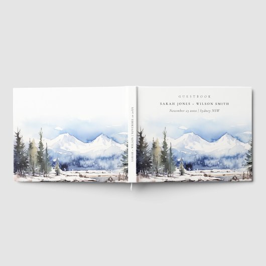 Winter Snow Mountain Ski Landschap Wedding Gastenboek (Volledig)