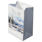 Winter Snow Mountain Ski Landschap Wedding Medium Cadeauzakje (Voorkant Gekanteld)