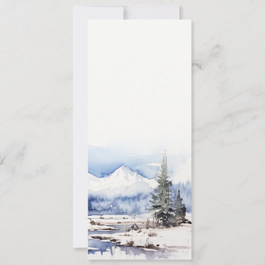 Winter Snow Mountain Ski Landschap Wedding Menu Kaart (Achterkant)