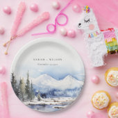 Winter Snow Mountain Ski Landschap Wedding Papieren Bordje (Feest)