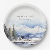 Winter Snow Mountain Ski Landschap Wedding Papieren Bordje (Voorkant)