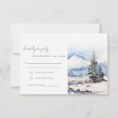 Winter Snow Mountain Ski Landschap Wedding RSVP Kaartje (Voorkant)
