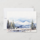 Winter Snow Mountain Ski Landschap Wedding RSVP Kaartje (Achterkant)