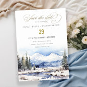 Winter Snow Mountain Ski Landschap Wedding Save The Date