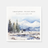 Winter Snow Mountain Ski Landschap Wedding Servet (Voorkant)