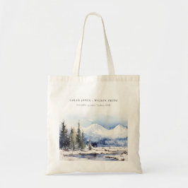Winter Snow Mountain Ski Landschap Wedding Tote Bag