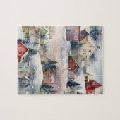 Winter Snow Mountain Village puzzel Legpuzzel (Horizontaal)