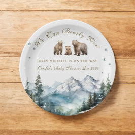 Winter Snow Mountains Beer Adventure Baby shower Papieren Bordje