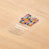 Winter Snow Neighborhood Block Party Acryl Uitnodigingen (Laagn)