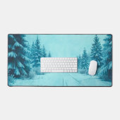 Winter Snow on Pine Trees Desk Mat (Keyboard & Muis)