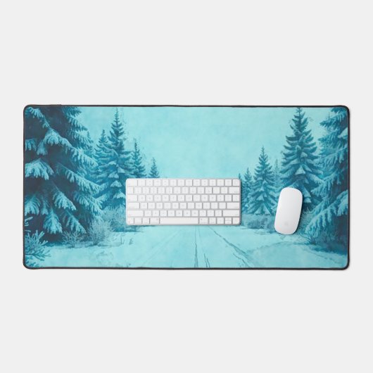 Winter Snow on Pine Trees Desk Mat (Keyboard & Muis)