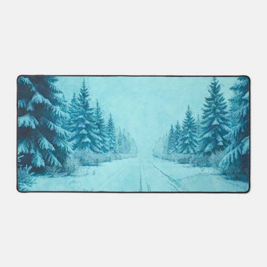Winter Snow on Pine Trees Desk Mat (Voorkant)