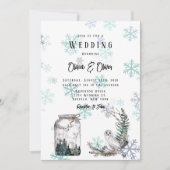 Winter Snow Owl Moon Deer Waterverf Weddenschap Kaart (Voorkant)