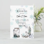 Winter Snow Owl Moon Deer Waterverf Weddenschap Kaart (Staand voorkant)