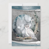 Winter Snow Owl Moon Deer Waterverf Weddenschap Kaart (Achterkant)