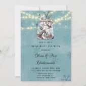 Winter Snow Owl Moon Mason Jar Bridesmaid Luncheon Kaart (Voorkant)