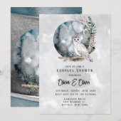 Winter Snow Owl Moon Waterverf Couples Shower Kaart (Voorkant / Achterkant)